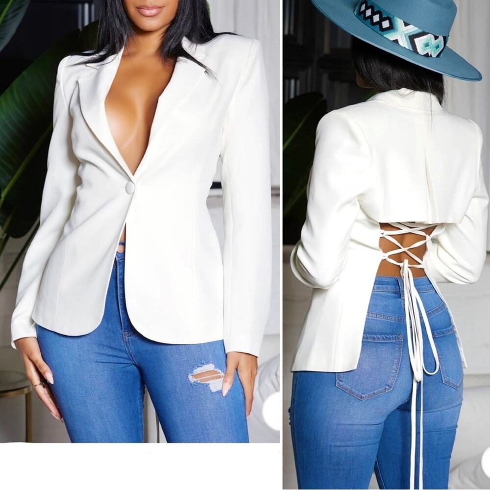 Blithe Los Angeles Fitted Cut Out Lace up Blazer